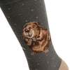 The arborist, a warm pair of high quality, grey bamboo socks for men. Featuring a gorgeous design by Hannah Dale, of an adorable beaver, stitched into the soft fabric. A perfect gift for animal lovers. Wrendale Designs.