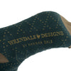 The happy frog, a warm pair of highquality, dark green bamboo socks for men. Featuring gorgeous artwork by Hannah Dale, of a happy frog, stitched into the soft fabric. A perfect gift for animal lovers. Wrendale Designs