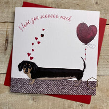  Gifts for women UK, Funny Greeting Cards, Wrendale Designs Stockist, Berni Parker Designs Gifts Greeting Cards, Engagement Wedding Anniversary Cards, Gift Shop Shrewsbury, Visit Shrewsbury, Blank Valentine's Day Card, Dog Themed blank Valentine's Day card, dachshound puppy, I love you sooooo much blank Valentine's Day Card 1