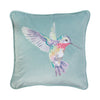 Decorate your home with this beautifully embroidered cushion by Hannah Dale. Featuring a colourful humming bird design on teal fabric. A perfect gift for animal lovers. Wrendale Designs.