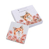 Square compact mirror featuring Hannah Dales watercolour artwork 'Poppy Fields'. This illustration features a happy countryside red fox sitting in a field of red poppies. Wrendale Designs, gifts for women.