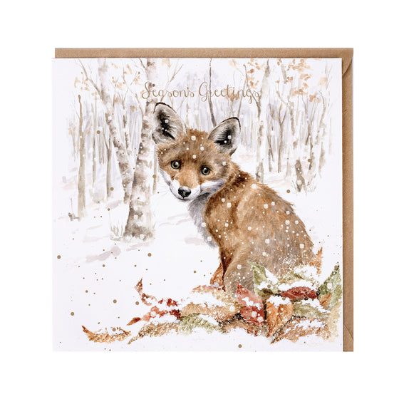 Wrendale Designs Christmas Card - Wild Fox in the Snow Covered Woods