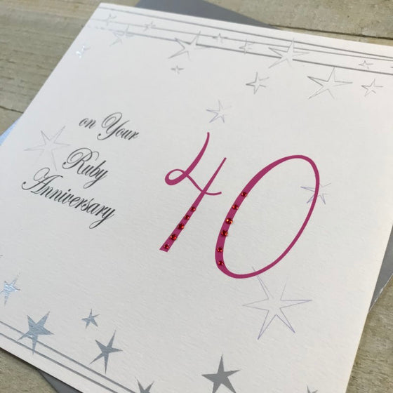 Elegant Blank 40th Wedding Anniversary Card - On Your Ruby Anniversary 40