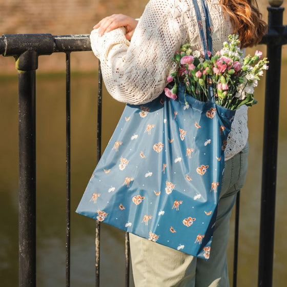 Wrendale Designs - Farmyard Friends Foldable Shopping Bag with Snap Closure