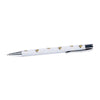 A cute farmcore ball point pen. It has back ink. The sides of the pen are pastel blue with adorable fuzzy bee illustartions by Wrendale Designs. The pen is titled: buzzy bees. A perfect gift.