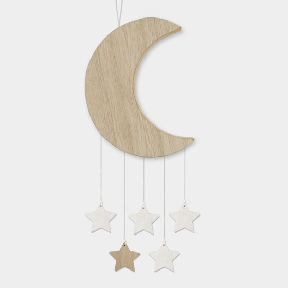 East of India - Wooden Moon & Stars Mobile for Nursery