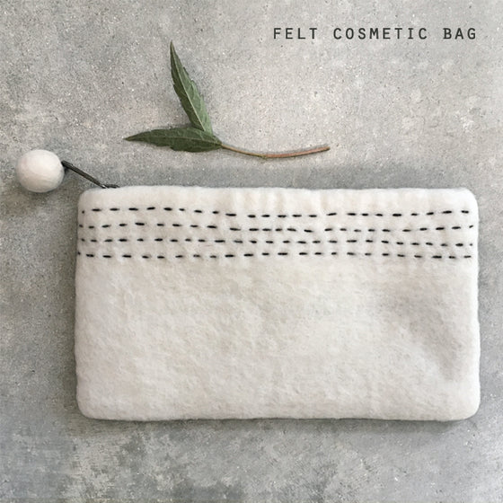 Gifts for women UK Sterling Silver Luxury Gift Ladies Hand Wrapped wife sister mum daughter Anniversary Presents Birthday East of India creamy white felt sashiko cosmestics bag pompom purse 1