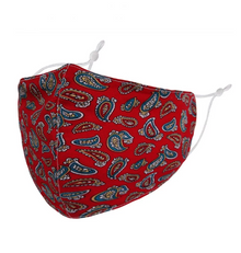  Red Paisley Design Adult Face Mask