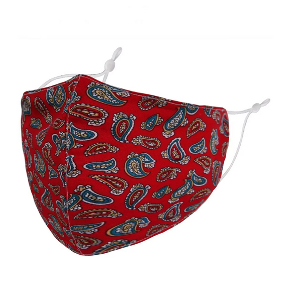 Red Paisley Design Adult Face Mask