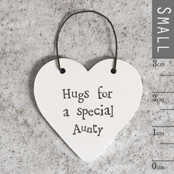 Gifts for women UK, Funny Greeting Cards, Wrendale Designs Stockist, Berni Parker Designs Gifts Greeting Cards, Engagement Wedding Anniversary Cards, Gift Shop Shrewsbury, Visit Shrewsbury Small Wood Gift Tag Hugs for Special Aunty 1