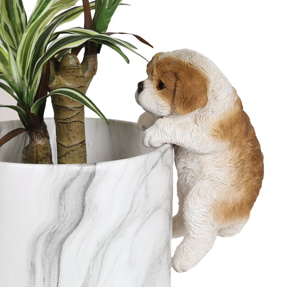 Brown & White Dog Plant Pot Hanger, 20cm