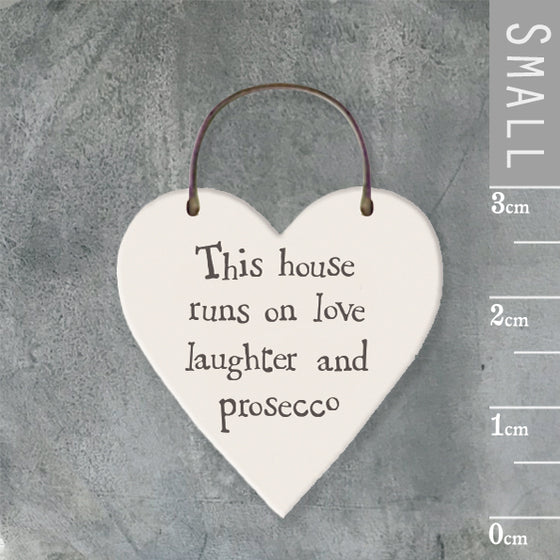 Gifts for women UK, Funny Greeting Cards, Wrendale Designs Stockist, Berni Parker Designs Gifts Greeting Cards, Engagement Wedding Anniversary Cards, Gift Shop Shrewsbury, Visit Shrewsbury Small Wood Gift Tag House Runs on Love Laughter Prosecco