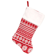  Old Fashioned Red & White Knitted Christmas Stocking