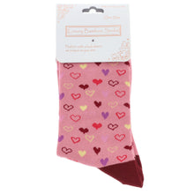  Women's Pink & Burgundy Baby Hearts Bamboo Socks
