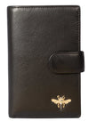 Mason Collection Black Leather Tab Purse w/ RFID Protection and Gold Bee Decoration