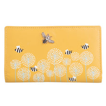  Moonflower Compact Leather Bee Purse w/ RFID Protection - Mustard Yellow