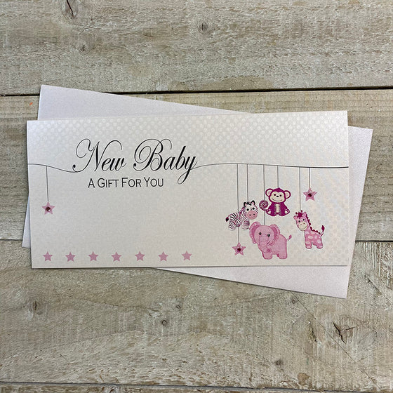 Gifts for women UK, Funny Greeting Cards, Wrendale Designs Stockist, Berni Parker Designs Gifts Greeting Cards, Engagement Wedding Anniversary Cards, Gift Shop Shrewsbury, Visit Shrewsbury Elegant Pink and White New Baby Money Wallet 1