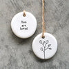 Gifts for women UK, Funny Greeting Cards, Wrendale Designs Stockist, Berni Parker Designs Gifts Greeting Cards, Engagement Wedding Anniversary Cards, Gift Shop Shrewsbury, Visit Shrewsbury Porcelain Round Gift Tag You are Loved 1