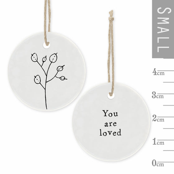 Gifts for women UK, Funny Greeting Cards, Wrendale Designs Stockist, Berni Parker Designs Gifts Greeting Cards, Engagement Wedding Anniversary Cards, Gift Shop Shrewsbury, Visit Shrewsbury Porcelain Round Gift Tag You are Loved 4