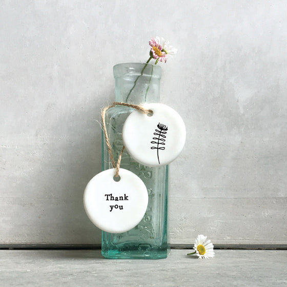 Gifts for women UK, Funny Greeting Cards, Wrendale Designs Stockist, Berni Parker Designs Gifts Greeting Cards, Engagement Wedding Anniversary Cards, Gift Shop Shrewsbury, Visit Shrewsbury Porcelain Round Gift Tag Thank You 3
