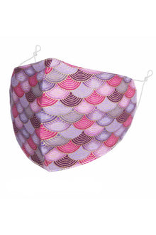  Pink and Lilac Scallop Design Adult Face Mask with Filter Pocket
