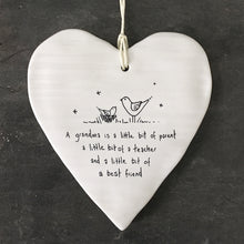  East of India - Porcelain Wobbly Hanging Heart - Grandma