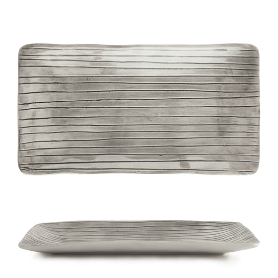 East of India - Hand Painted Rectangular Dish - Scratched Lines