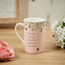  Tall, Pale Pink Ceramic Mug - Many Bee-autiful Reasons to Bee Happy