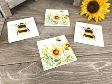  Sunflowers and Bees Set of 4 Ceramic Coasters