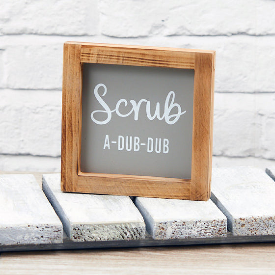 'Scrub A-Dub-Dub' Funny Wood Framed Plaque for the Bathroom