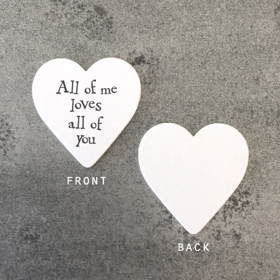 East of India - Packs of 10 Small Wooden Hearts - 'All of Me Loves All of You' Table Confetti
