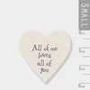 East of India - Packs of 10 Small Wooden Hearts - 'All of Me Loves All of You' Table Confetti