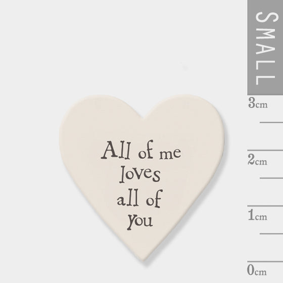 East of India - Packs of 10 Small Wooden Hearts - 'All of Me Loves All of You' Table Confetti