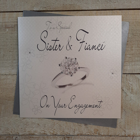 Gifts for women UK, Funny Greeting Cards, Wrendale Designs Stockist, Berni Parker Designs Gifts Greeting Cards, Engagement Wedding Anniversary Cards, Gift Shop Shrewsbury, Visit Shrewsbury Elegant Bling Engagement Card Special Sister & Fiance 1