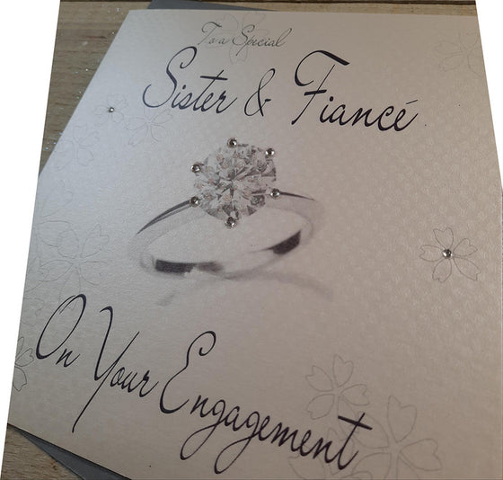 Gifts for women UK, Funny Greeting Cards, Wrendale Designs Stockist, Berni Parker Designs Gifts Greeting Cards, Engagement Wedding Anniversary Cards, Gift Shop Shrewsbury, Visit Shrewsbury Elegant Bling Engagement Card Special Sister & Fiance 3