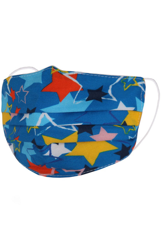 Children's Face Mask - Blue with Multi-Coloured Stars