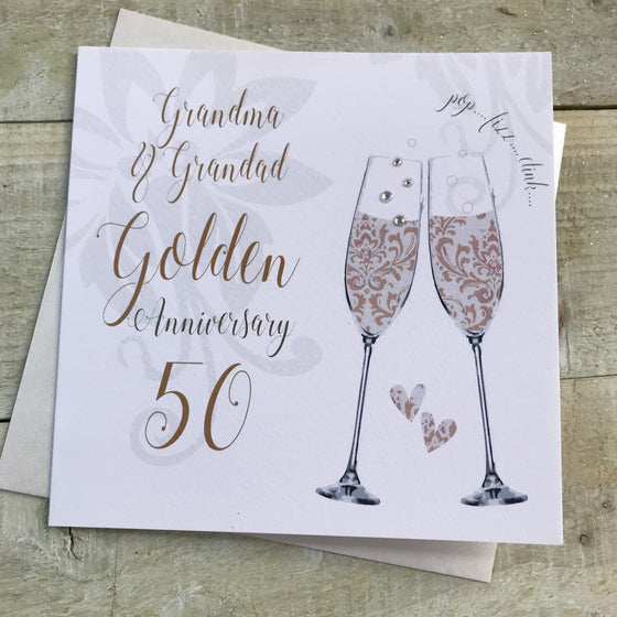 Gifts for women UK, Funny Greeting Cards, Wrendale Designs Stockist, Berni Parker Designs Gifts Greeting Cards, Engagement Wedding Anniversary Cards, Gift Shop Shrewsbury, Visit Shrewsbury Elegant Blank Golden Anniversary 50th Anniversary Granda & Grandad 1