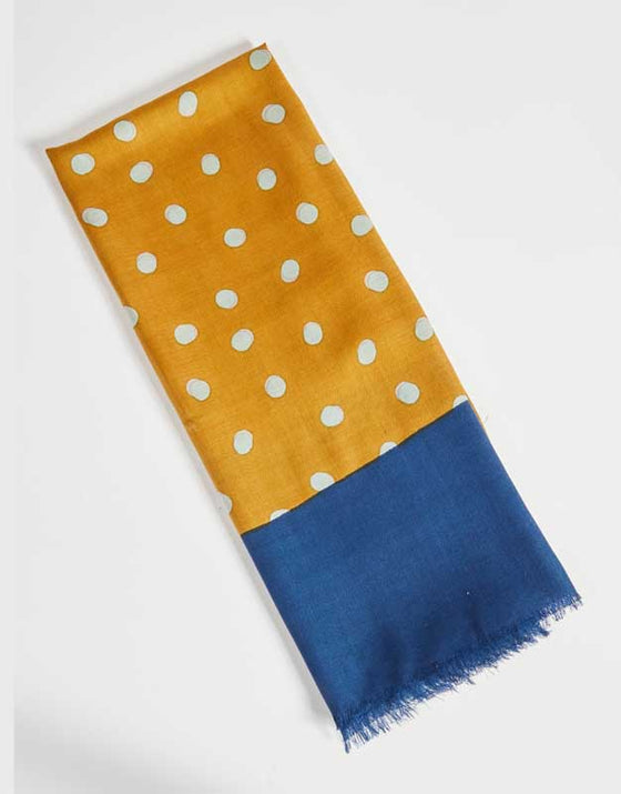 Mustard and Navy with Grey Polka Dot Women's Scarf