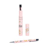 An adorable ballpoint pen for women. Featuring a baby pink barrel covered in adorable kittens! The kittens are illustrated in watercolour by the talented Hannah Dale. This pen is titled 'Feline Friends'. The pen has black ink and silver accents. It even comes in an according pink carboard tube. Perfectly wrapped as a gift.