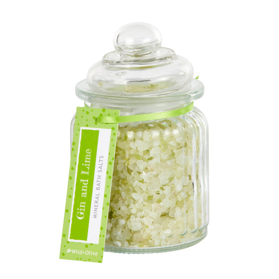 Gin & Lime Scented All Natural Bath Salts in a Jar