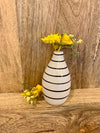 Modern White Bud Vase w/ Thin Black Stripes