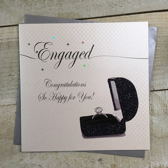 Gifts for women UK, Funny Greeting Cards, Wrendale Designs Stockist, Berni Parker Designs Gifts Greeting Cards, Engagement Wedding Anniversary Cards, Gift Shop Shrewsbury, Visit Shrewsbury Elegant Engagement Card Congratulations Engaged! Ringbox Design 1