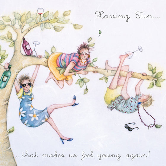 Gifts for women UK, Funny Greeting Cards, Wrendale Designs Stockist, Berni Parker Designs Gifts Greeting Cards, Engagement Wedding Anniversary Cards, Gift Shop Shrewsbury, Visit Shrewsbury Women Having Fun Staying Young Blank Card