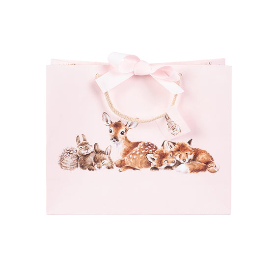 Gifts for women UK, Funny Greeting Cards, Wrendale Designs Stockist, Berni Parker Designs Gifts Greeting Cards, Engagement Wedding Anniversary Cards, Gift Shop Shrewsbury, Visit Shrewsbury Wrendale Designs Little Wren Collection Gift Bag Pale Pink Forest Animals 1