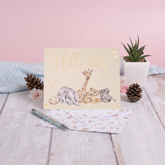 Wrendale Designs - Hello Baby - Blank New Baby Card