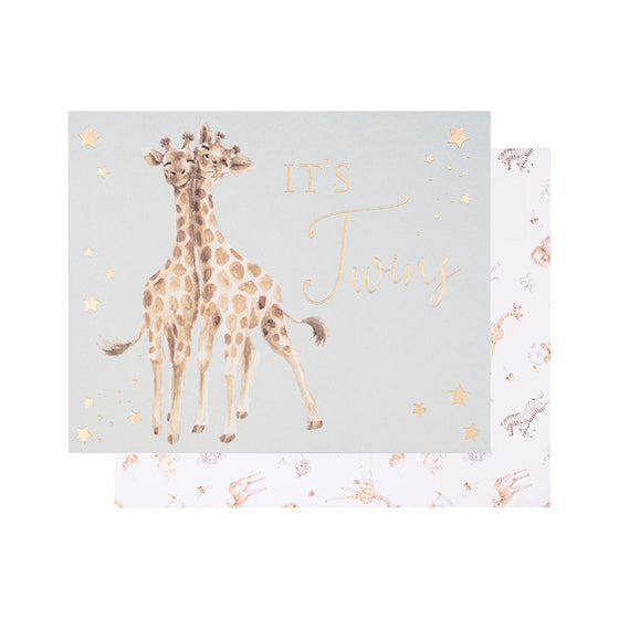 Gifts for women UK, Funny Greeting Cards, Wrendale Designs Stockist, Berni Parker Designs Gifts Greeting Cards, Engagement Wedding Anniversary Cards, Gift Shop Shrewsbury, Visit Shrewsbury Blank New Baby Card It's Twins Giraffes 2