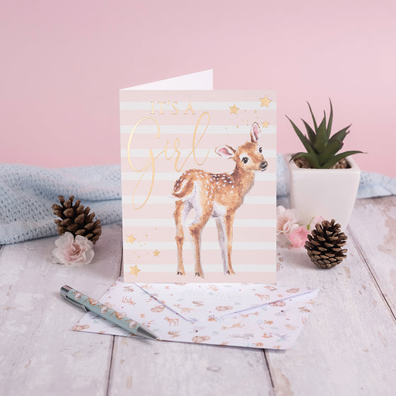 Wrendale Designs - It's a Girl - Blank New Baby Card
