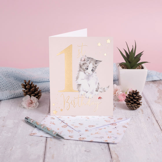 NEW Wrendale Designs - 1st Birthday - Blank Baby 1st Birthday Card