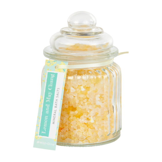 Lemon and May Chang Scented All Natural Bath Salts in a Jar