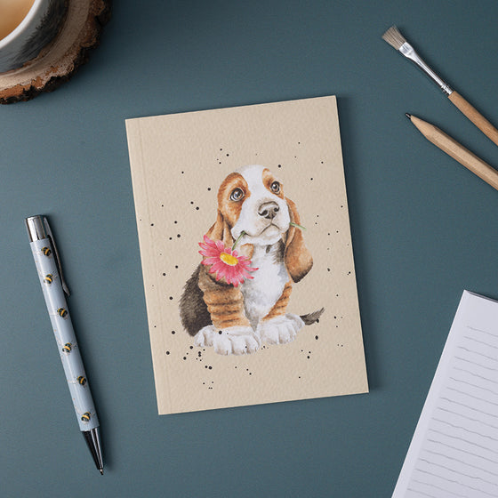 Gifts for women UK, Funny Greeting Cards, Wrendale Designs Stockist, Berni Parker Designs Gifts Greeting Cards, Engagement Wedding Anniversary Cards, Gift Shop Shrewsbury, Visit Shrewsbury Wrendale Designs A6 Notebook Basset Hound Poppy 1